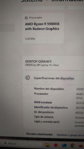 Portátil HP Omen 16 Ryzen 9 RTX 3070