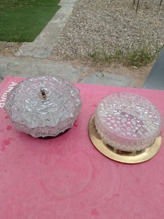 2 Lámparas de Cristal y Metal