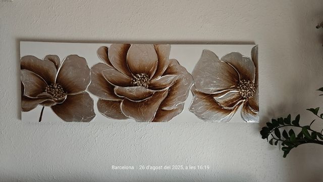 Cuadro Flores 3D Marrón y Plata