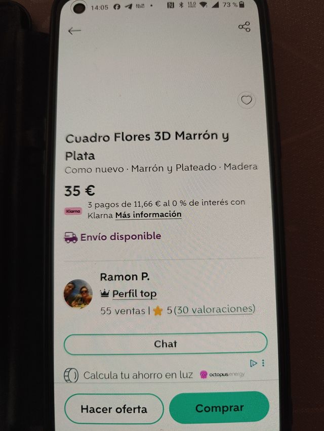 Cuadro Flores 3D Marrón y Plata