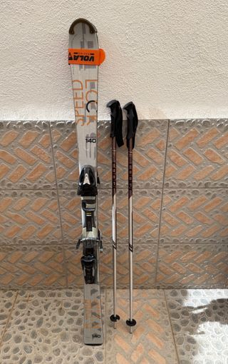 Esquís 140 cm con fijaciones