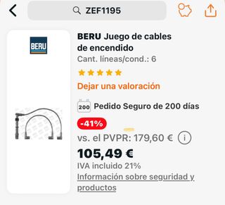 Cables Bujías Beru ZEF 1195 Audi