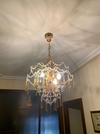 Lámpara de cristal de Bohemia dorada