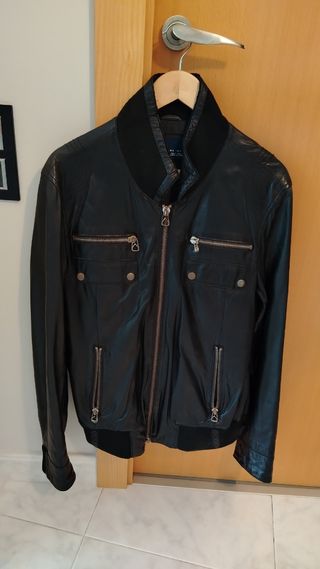 Chaqueta Cazadora Cuero Negra
