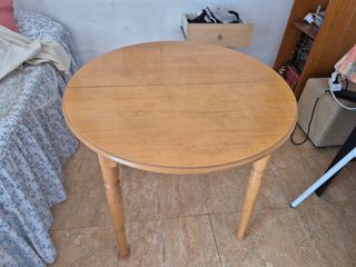 Mesa de centro redonda extensible de madera