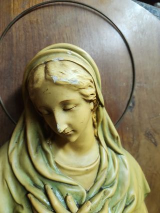 Antiguo plafon Figura Virgen María Ave María Retab