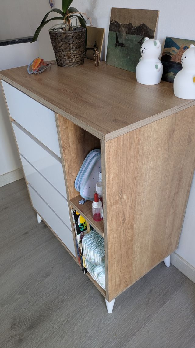 Cajonera madera y blanco