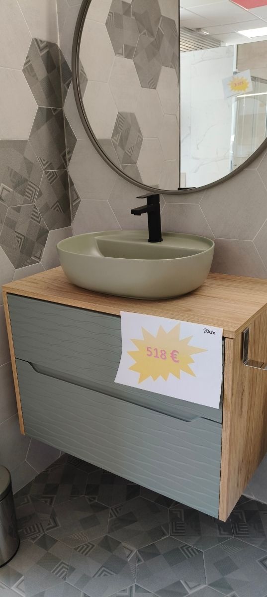 Lavabo de cerámica y madera