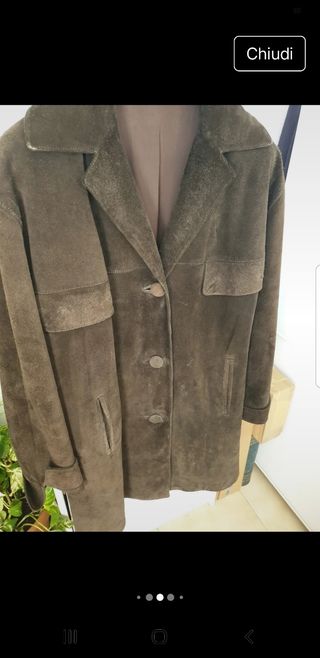 Giacca lunga vintage camoscio marrone