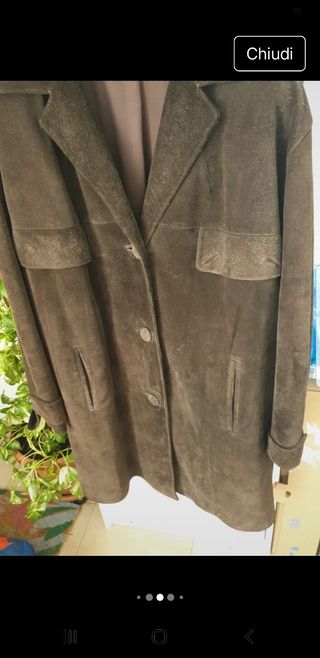 Giacca lunga vintage camoscio marrone