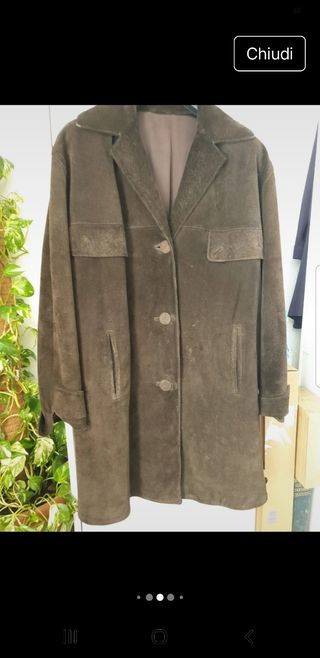 Giacca lunga vintage camoscio marrone