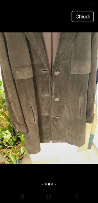 Giacca lunga vintage camoscio marrone