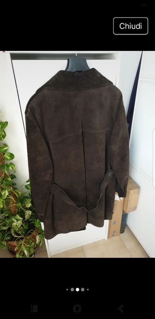 Giacca lunga vintage camoscio marrone