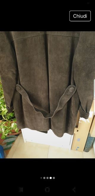 Giacca lunga vintage camoscio marrone