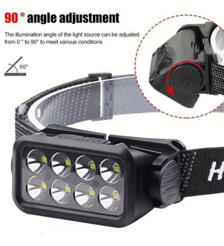 ✅Nuevo Linterna Frontal LED USB Ajustable 90°