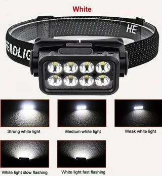 ✅Nuevo Linterna Frontal LED USB Ajustable 90°