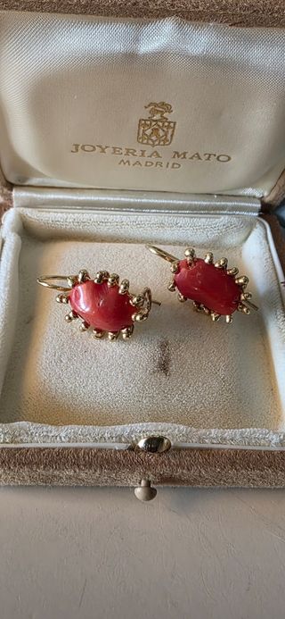 Pendientes Coral  Años 50 plata de ley 