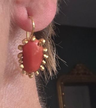 Pendientes Coral  Años 50 plata de ley 
