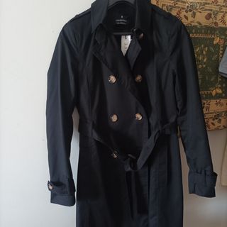 Gabardina Stradivarius Negra Talla L