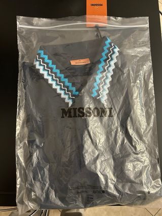 Maglietta Polo Missoni Blu con Collo Zigzag