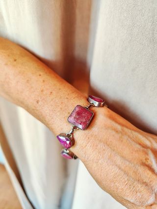 Pulsera Plata y piedras Rubí