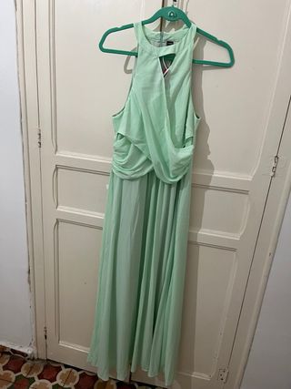Vestido largo ocasion especial verde con etiqueta