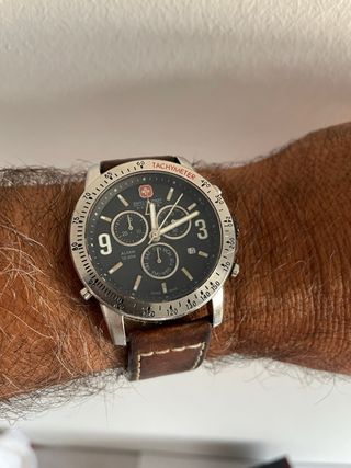 Reloj Swiss Military Cronógrafo Negro y Marrón