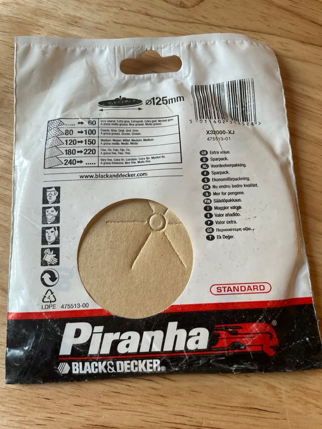 Discos Lija Piranha Ø125mm Grano 60 (10uds)