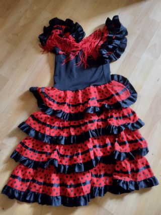 Vestido de niña flamenco volantes lunares