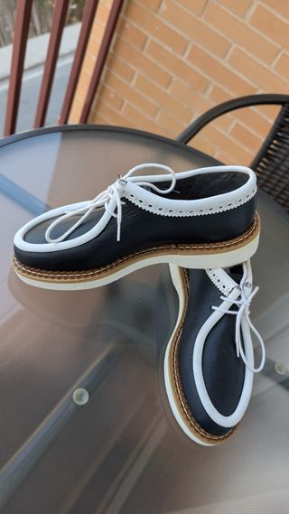 Zapatos Eder Mujer Negros y Blancos.Nuevo.Piel