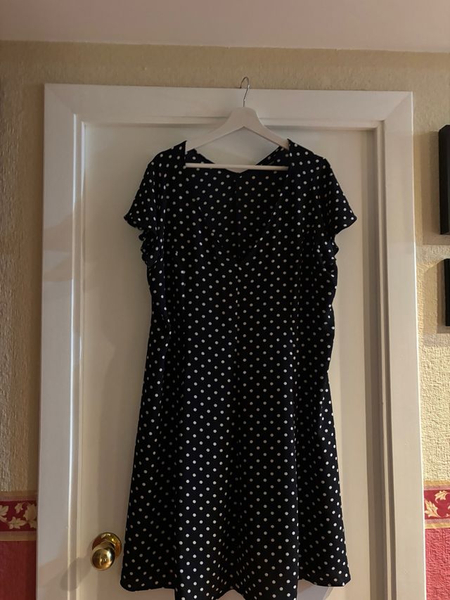 Vestido de topos marino y blanco