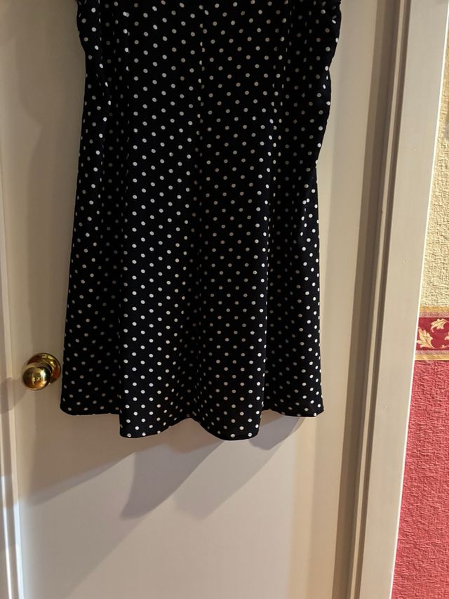 Vestido de topos marino y blanco