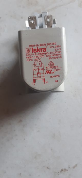Condensador Iskra 0.47uF + 2x22000pF Lavadora