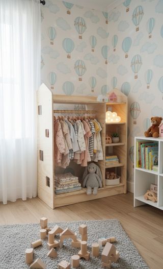 Armario infantil montessori de ropa niños seguro