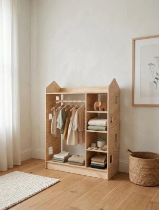 Armario infantil montessori de ropa niños seguro