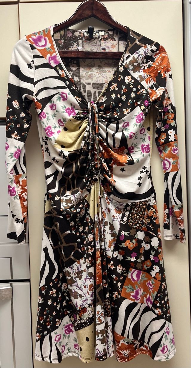 Vestido estampado patchwork talla M