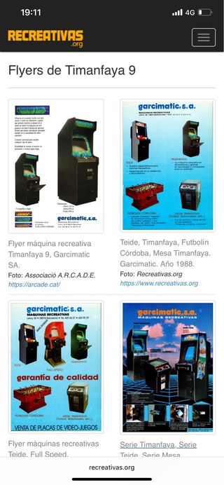 Máquina Arcade TIMANFAYA Finales 80s