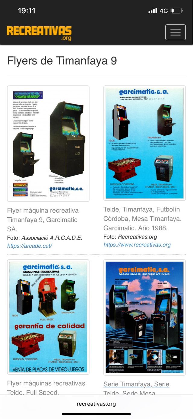 Máquina Arcade TIMANFAYA Finales 80s