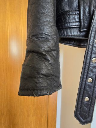 Chaqueta Cuero Vintage Negra