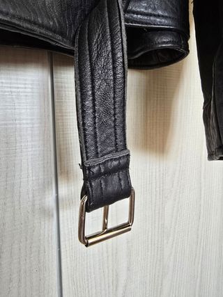 Chaqueta Cuero Vintage Negra