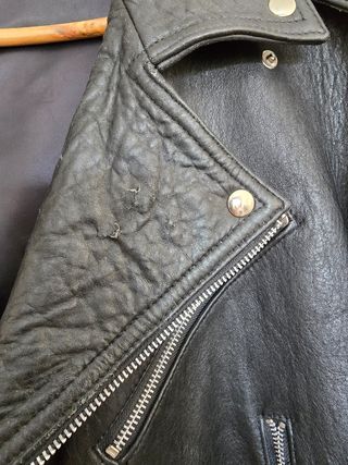 Chaqueta Cuero Vintage Negra