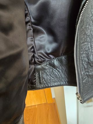 Chaqueta Cuero Vintage Negra