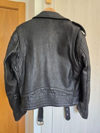 Chaqueta Cuero Vintage Negra