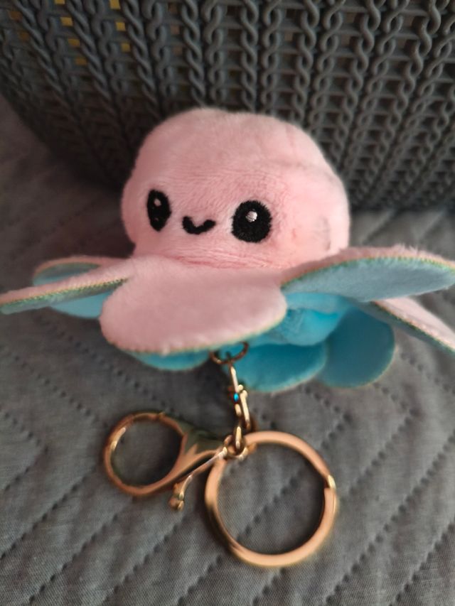 Llavero Pulpo Peluche Reversible Rosa Azul