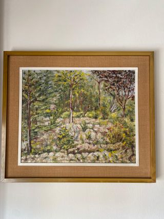 Cuadro de paisaje con marco de madera