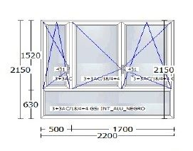 Ventana 3 hojas con fijo