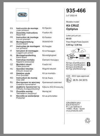 Kit Cruz 935-466 Renault Scenic y Grand Scenic. 