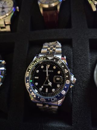 Reloj CUDDEN GMT Estilo Batman Negro/Azul