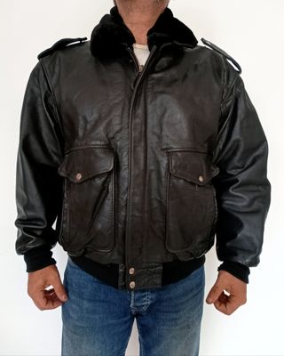 Chaqueta Bomber Aviador Cuero Auténtico XL Medidas