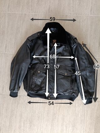 Chaqueta Bomber Aviador Cuero Auténtico XL Medidas